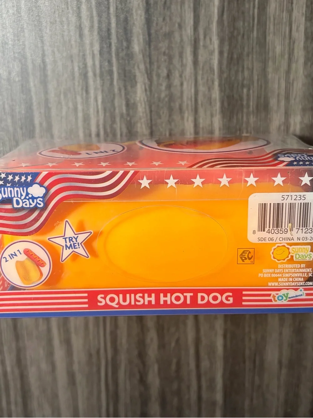 Sunny Days Squish Hot Dog Toy - Brand New In Box Sensory Fidget Toy